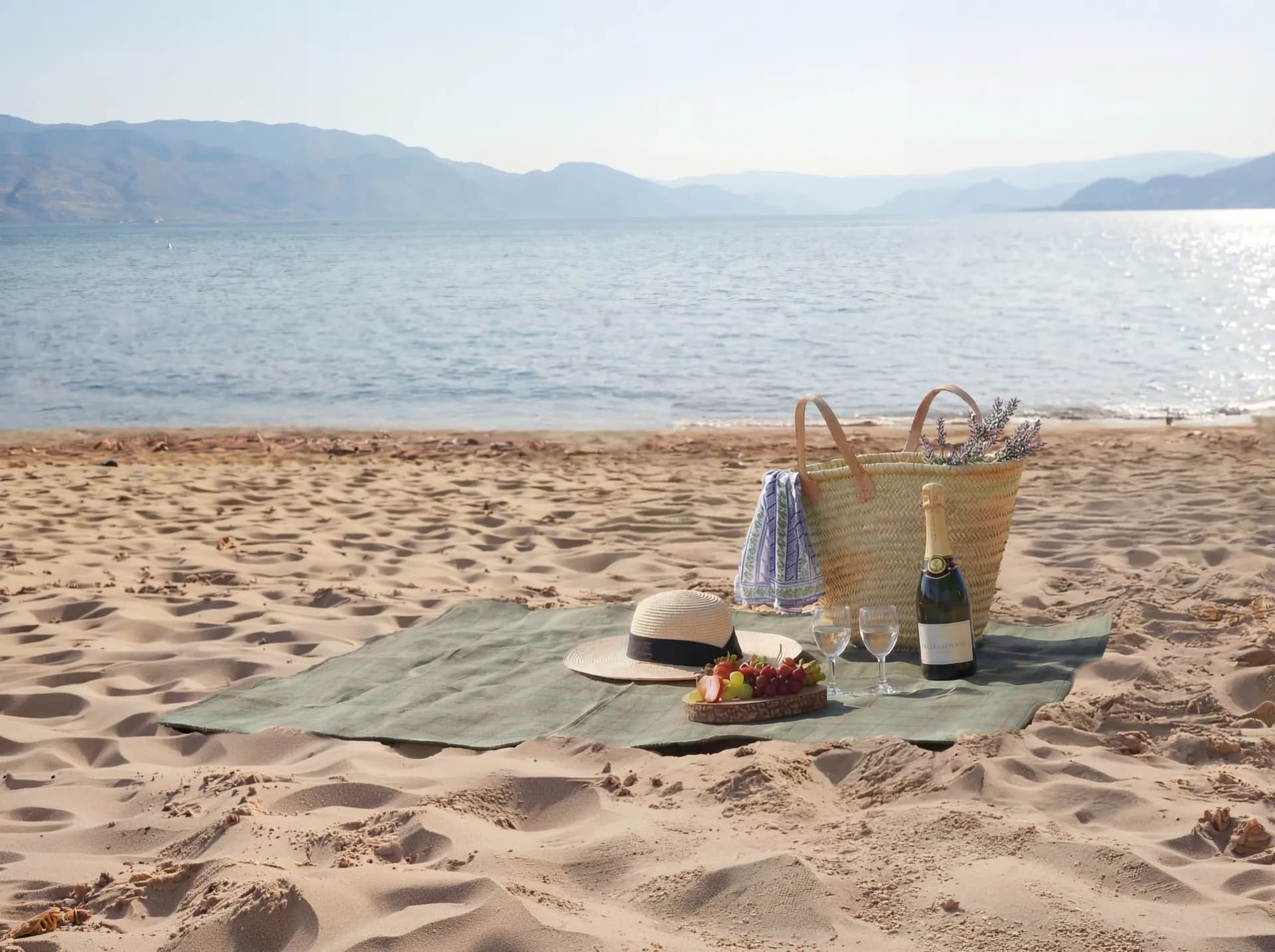Beach picnic by Okanagan Lake